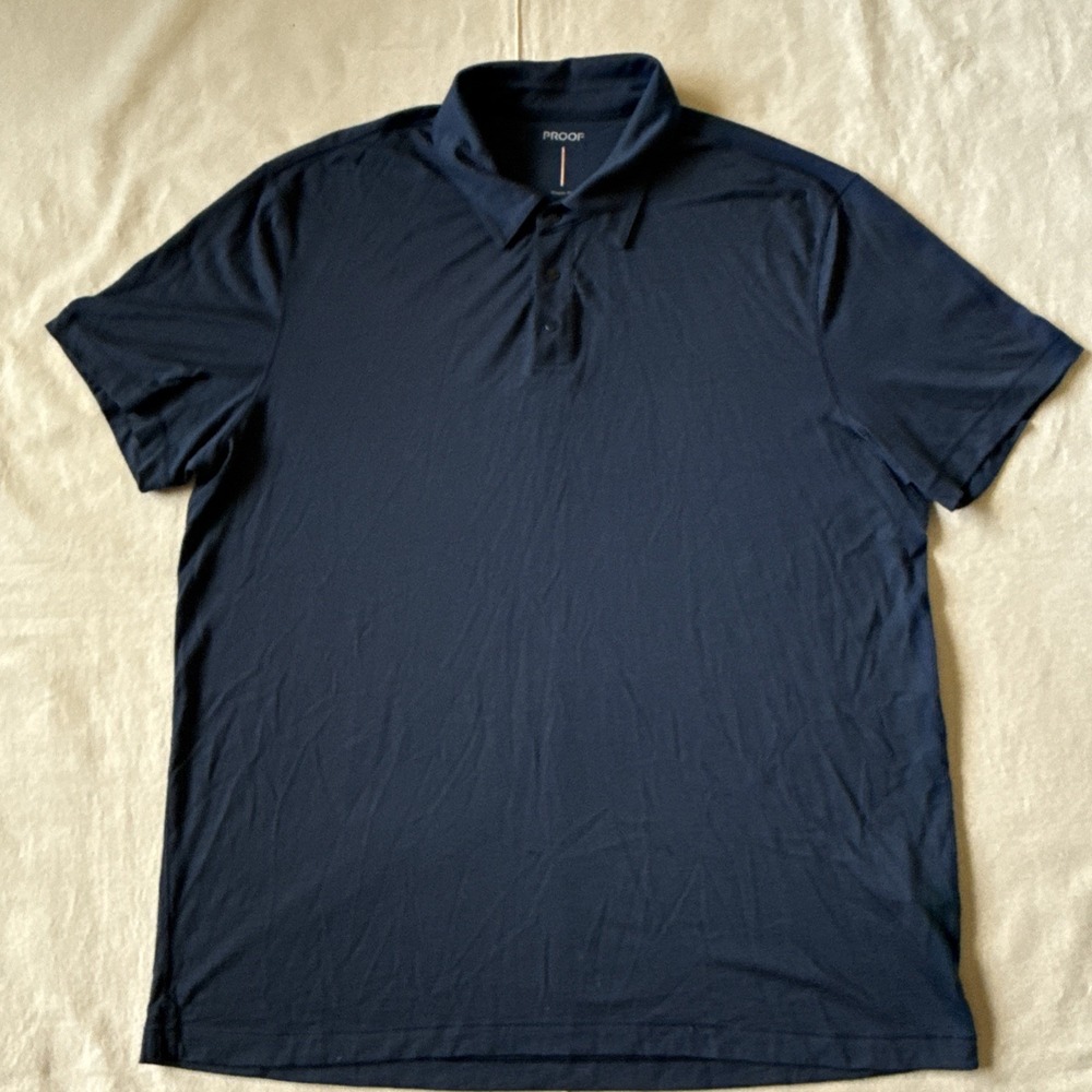 Proof 72 Hour Merino Polo Shirt Mens XL Navy Blue Short Sleeve Travel